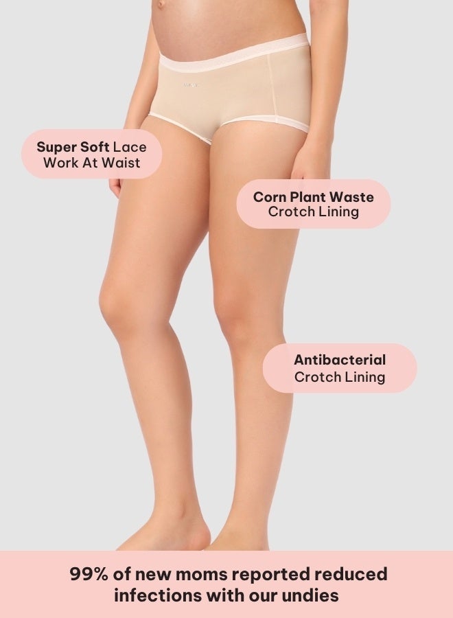 Intimate Queen Corn Bae Maternity Lacy Boy Shorts – Ultra-Soft, No Roll-Ups & Gusset Support, Full Coverage Comfort for Every Trimester (Pack Of 3) - Image 2
